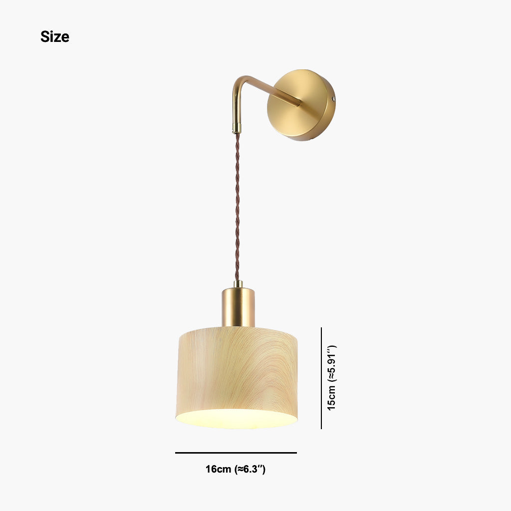 LumiBrass Lampa ścienna - Minimalistyczny design z drewna, żelaza i mosiądzu