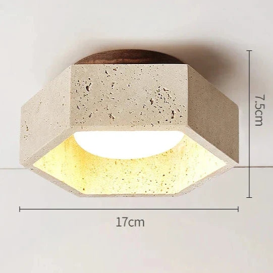TerraLune | Wabi Sabi Travertin Plafondlamp – LED Downlight