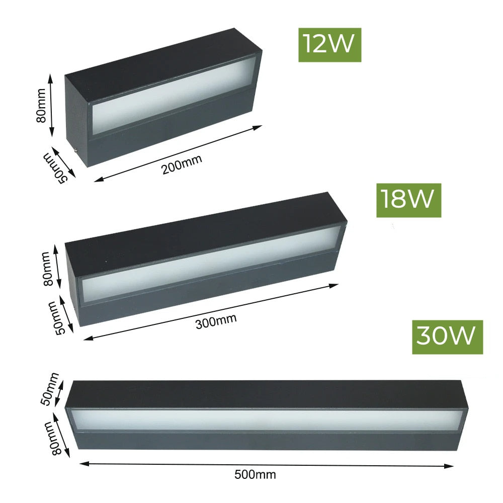 Lumistra | LED Wandlamp voor Binnen & Buiten – IP65 Waterdicht – Zwart/Wit – 20/30/50 cm – Warm/Natuurlijk/Koud Licht