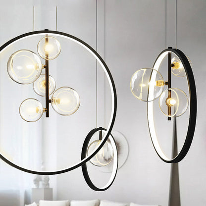 BubbleLuxe - Lampada a sospensione in vetro scandinavo con anello