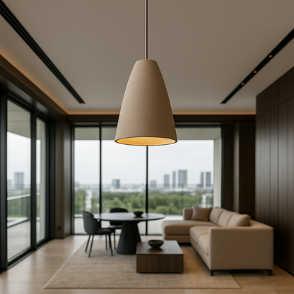 TERRALUNA Lampada a sospensione – Design minimalista in cemento con illuminazione LED calda