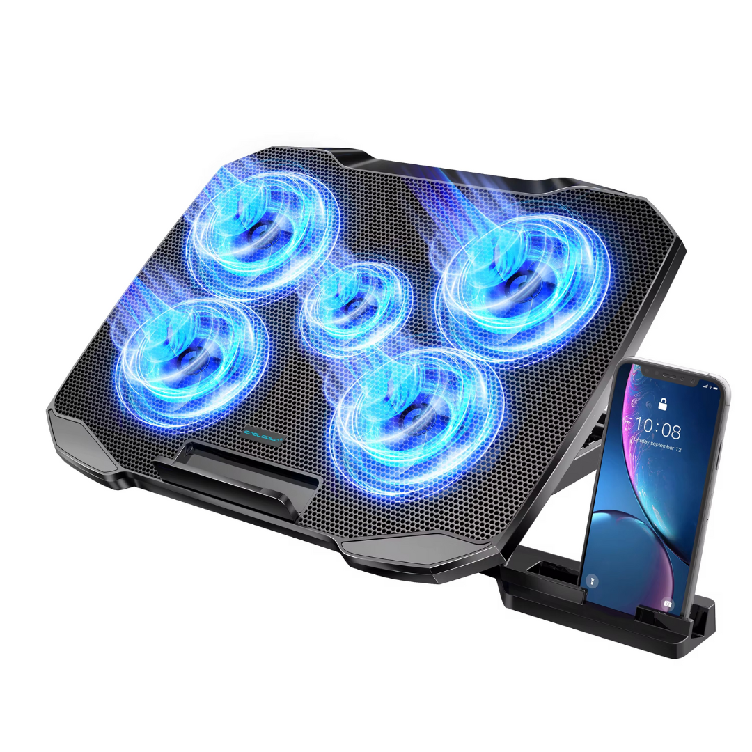 Livingnova ProCool Raffreddatore per Laptop fino a 17” | Supporto Regolabile con 5 Ventole