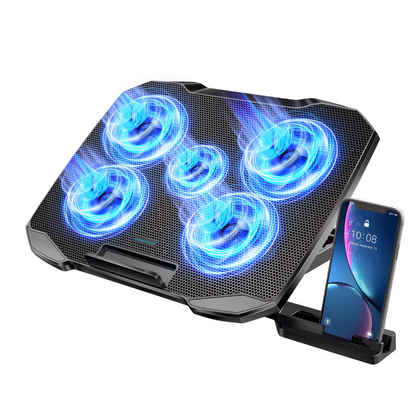 Livingnova ProCool Raffreddatore per Laptop fino a 17” | Supporto Regolabile con 5 Ventole