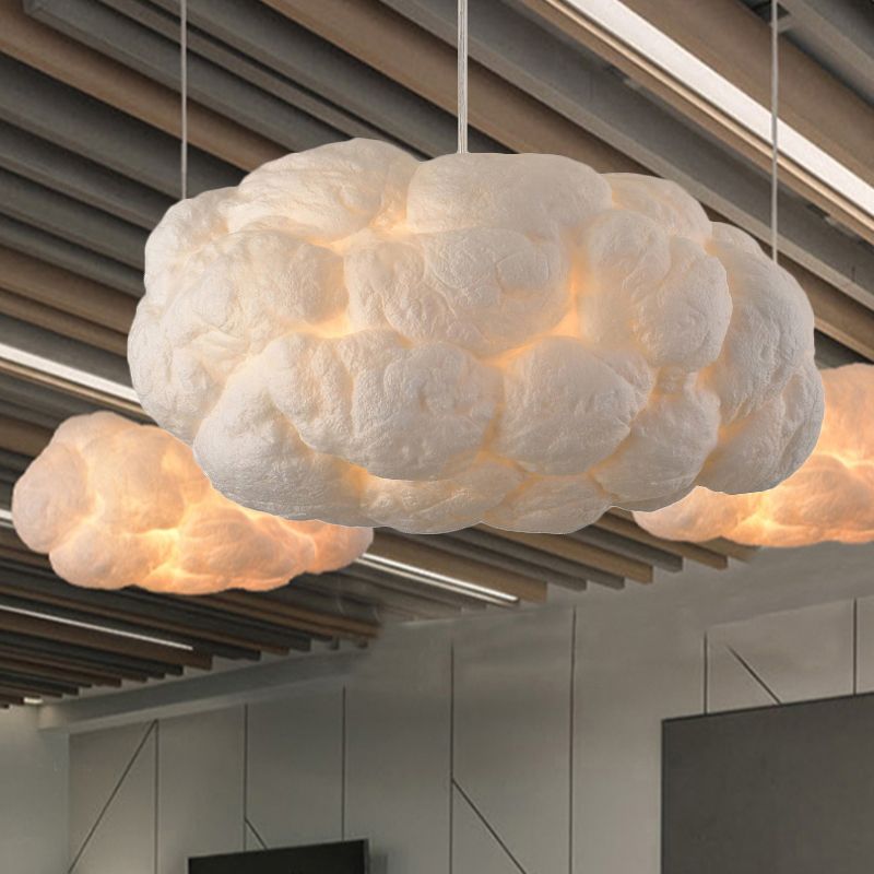 CloudNova - Designerska lampa wisząca LED Chmura biała PVC/bawełna