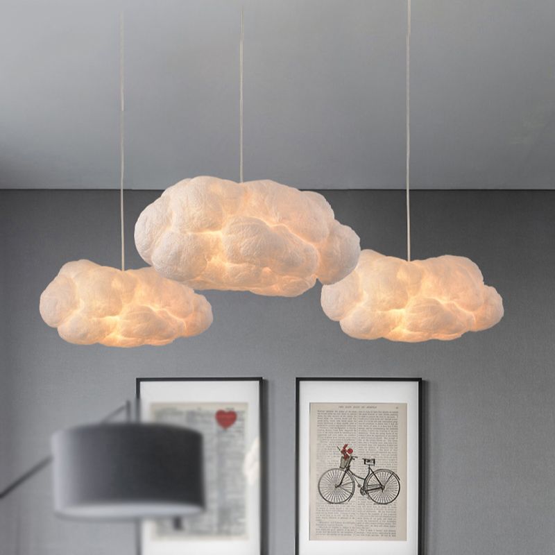 CloudNova - Designerska lampa wisząca LED Chmura biała PVC/bawełna