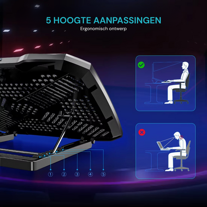 Livingnova ProCool Raffreddatore per Laptop fino a 17” | Supporto Regolabile con 5 Ventole