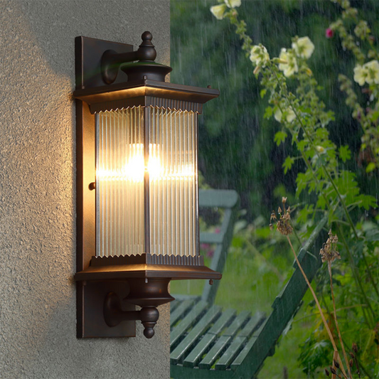 BRAVENO Lampa ścienna – Vintage lampa zewnętrzna z prostokątnym wzorem – Aluminium i szkło – Oprawka E27