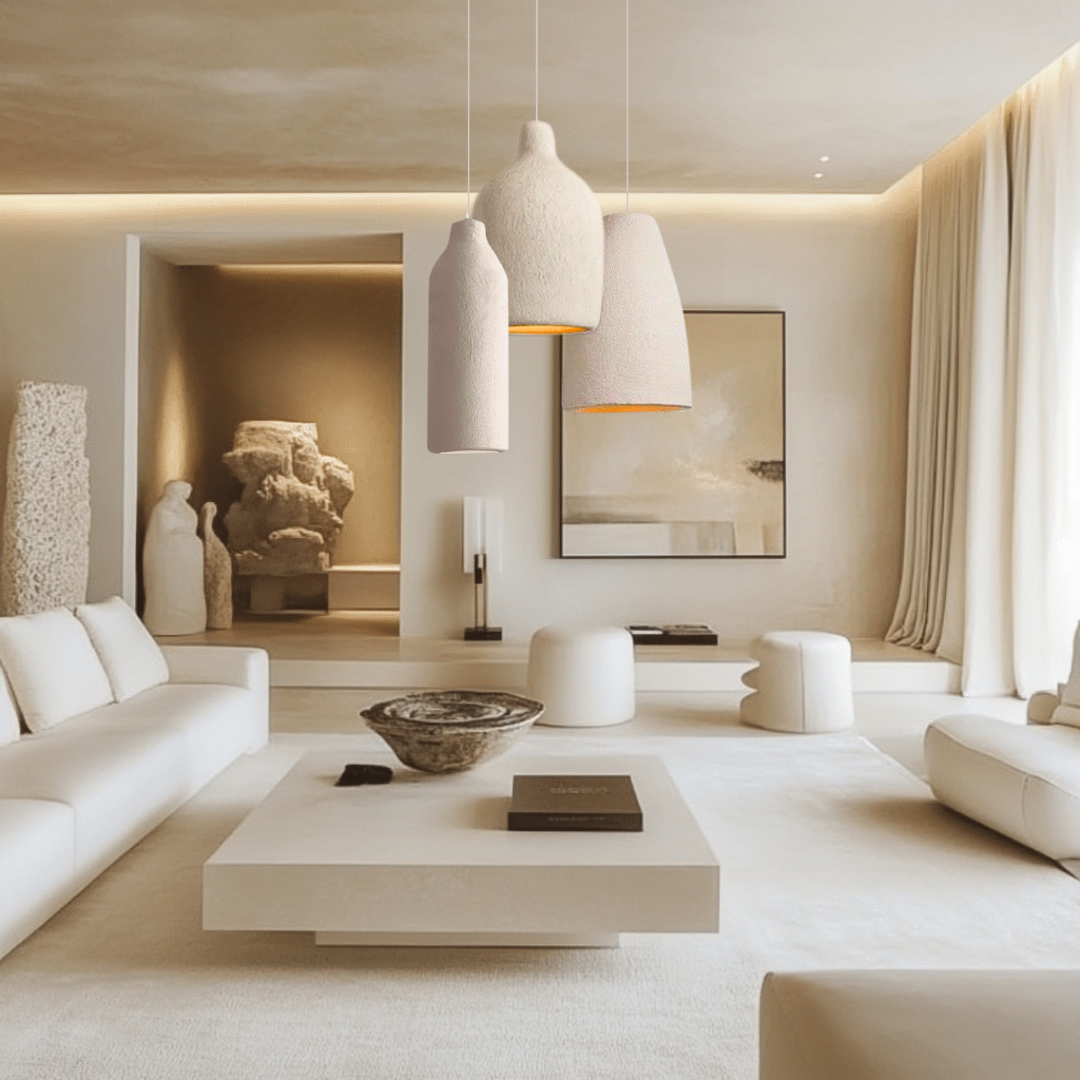 TERRALUNA Lampada a sospensione – Design minimalista in cemento con illuminazione LED calda