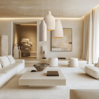 TERRALUNA Lampada a sospensione – Design minimalista in cemento con illuminazione LED calda