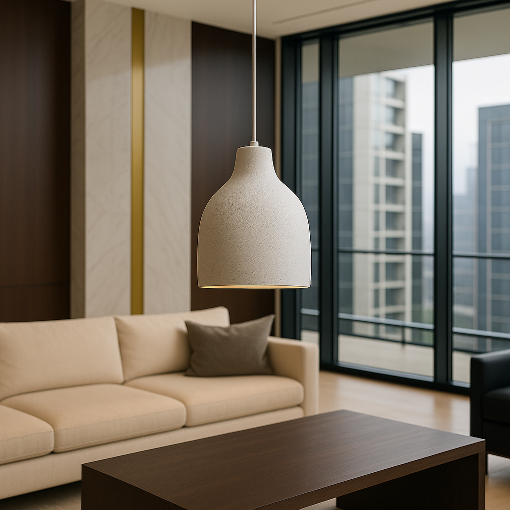 TERRALUNA Lampada a sospensione – Design minimalista in cemento con illuminazione LED calda