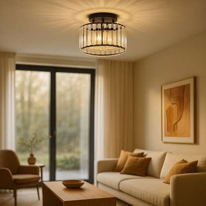 Brilliance Kristallen Plafondlamp | Rond Ø17cm | Goudkleurig | Luxe Design | E27 Fitting