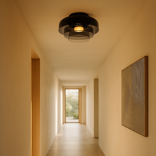 GlassLuxe Moderne Plafondlamp | Glazen Plafondlamp met Warme LED voor Woonkamer of Slaapkamer