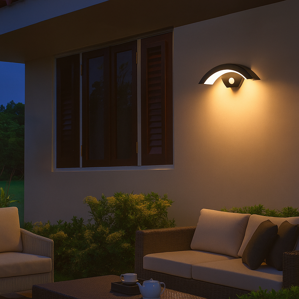 Lunaris | Moderne Buiten Wandlamp met Bewegingssensor – 12W LED – IP65 – Energiezuinig