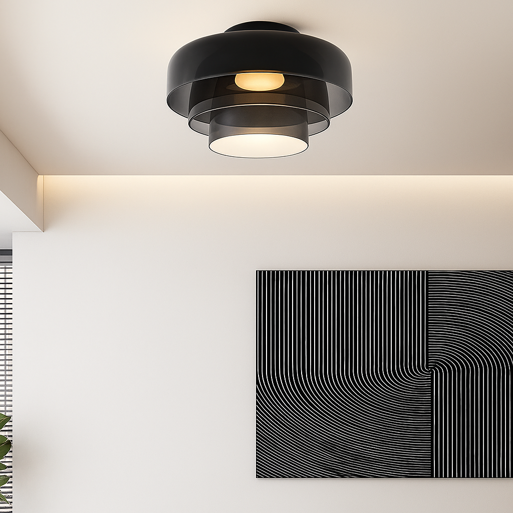 GlassLuxe Moderne Plafondlamp | Glazen Plafondlamp met Warme LED voor Woonkamer of Slaapkamer