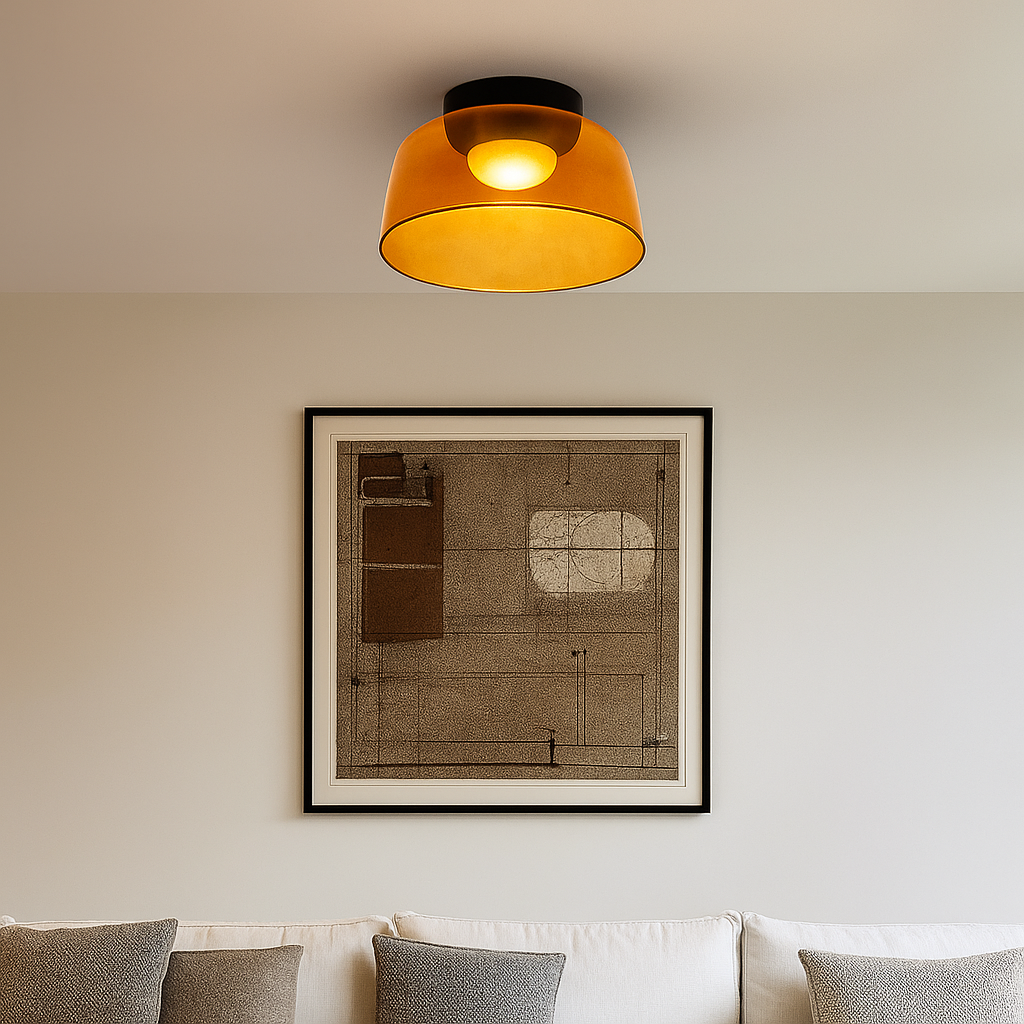 GlassLuxe Moderne Plafondlamp | Glazen Plafondlamp met Warme LED voor Woonkamer of Slaapkamer