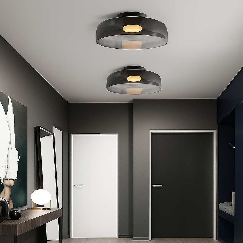 GlassLuxe Moderne Plafondlamp | Glazen Plafondlamp met Warme LED voor Woonkamer of Slaapkamer