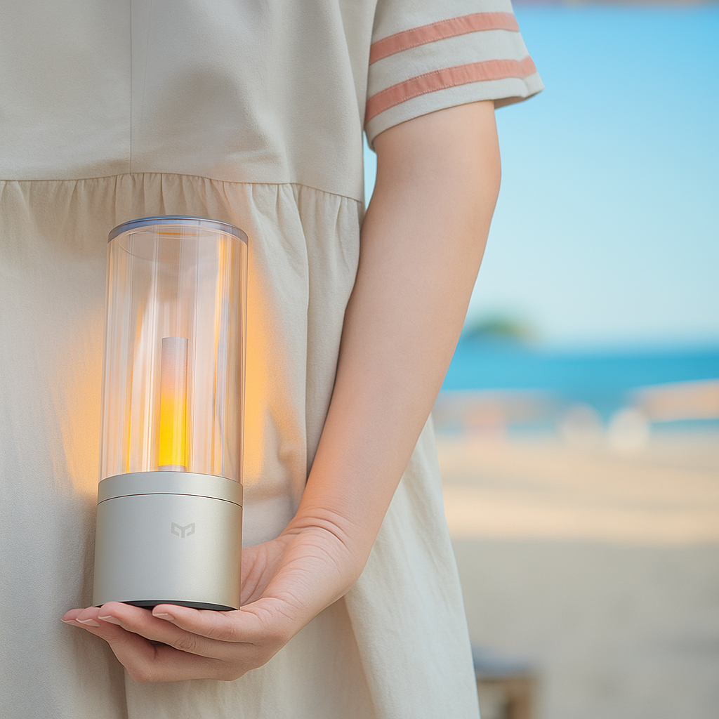 GlowLume | LED Tafellamp met Kaarslichteffect – Dimbaar & Oplaadbaar – Aluminium Design – 12u Gebruik – Binnen & Buiten