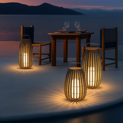 SolarRattan | Solar Buitenlantaarn van Rotan – Duurzame LED Tuinverlichting – Waterdicht – 3 Formaten