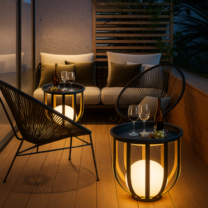 Nova GardenGlow | Solar Tafellamp met Bloempot – LED Buitenlamp – Roestvrij & Weerbestendig – Moderne Tuinverlichting