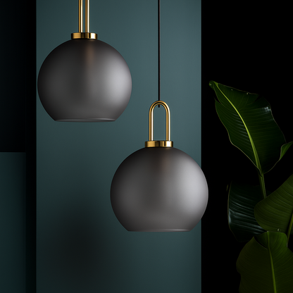 GlasNura – Moderne Hanglamp met Grijs of Transparant Glas en Messing Details