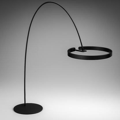 Halo – Design Vloerlamp met Gebogen Arm en LED Ringen – Aluminium & Acryl – Modern Interieur