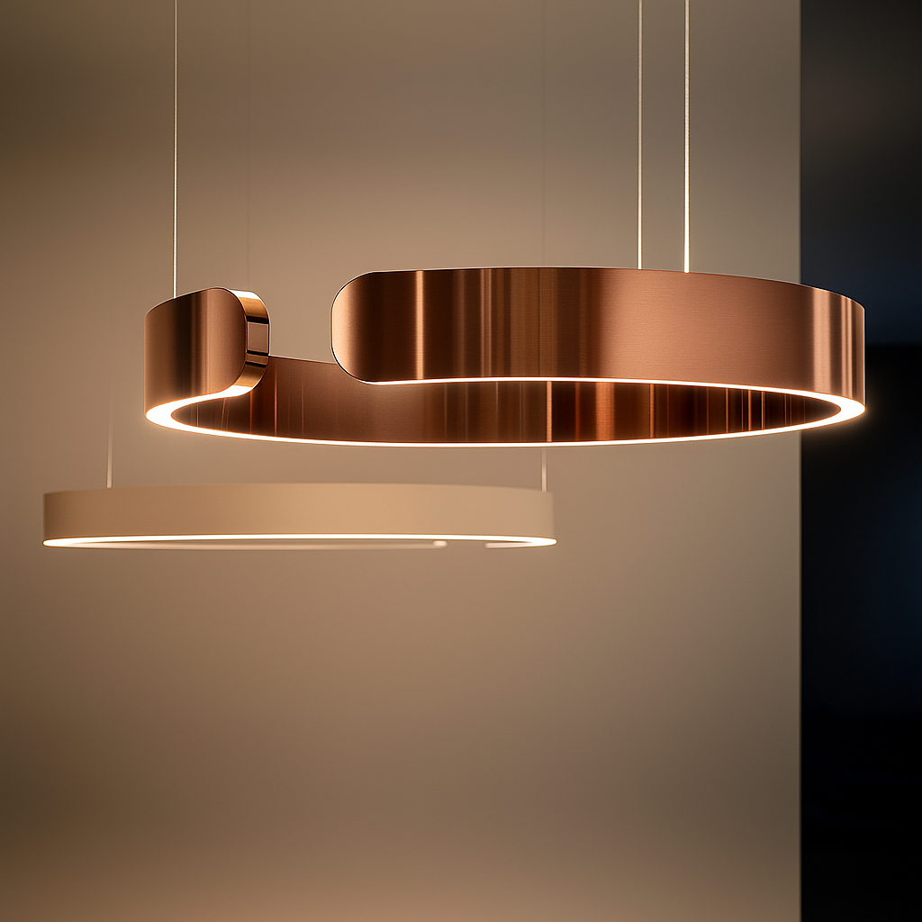 LuxeNova – Moderne LED Pendellamp Rond – Zwart/Wit/Goud/Rosegoud – Dimbare Hanglamp – Ø40 cm – Metaal