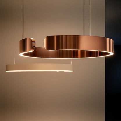 LuxeNova – Moderne LED Pendellamp Rond – Zwart/Wit/Goud/Rosegoud – Dimbare Hanglamp – Ø40 cm – Metaal