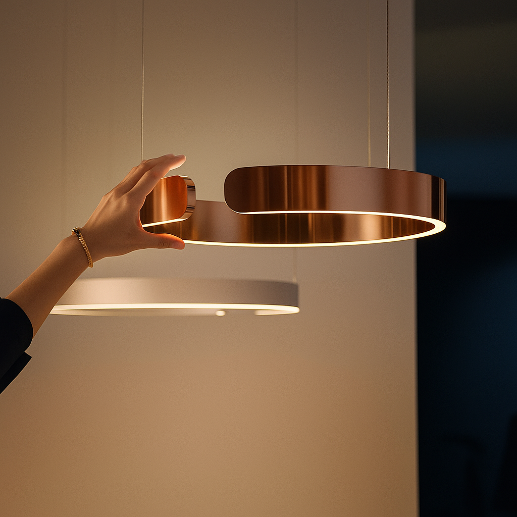 LuxeNova – Moderne LED Pendellamp Rond – Zwart/Wit/Goud/Rosegoud – Dimbare Hanglamp – Ø40 cm – Metaal