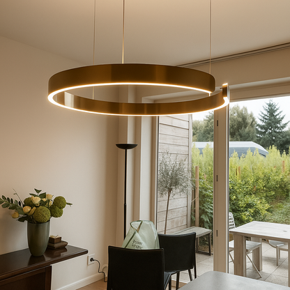 LuxeNova – Moderne LED Pendellamp Rond – Zwart/Wit/Goud/Rosegoud – Dimbare Hanglamp – Ø40 cm – Metaal