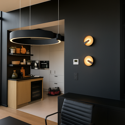 LuxeNova – Moderne LED Pendellamp Rond – Zwart/Wit/Goud/Rosegoud – Dimbare Hanglamp – Ø40 cm – Metaal