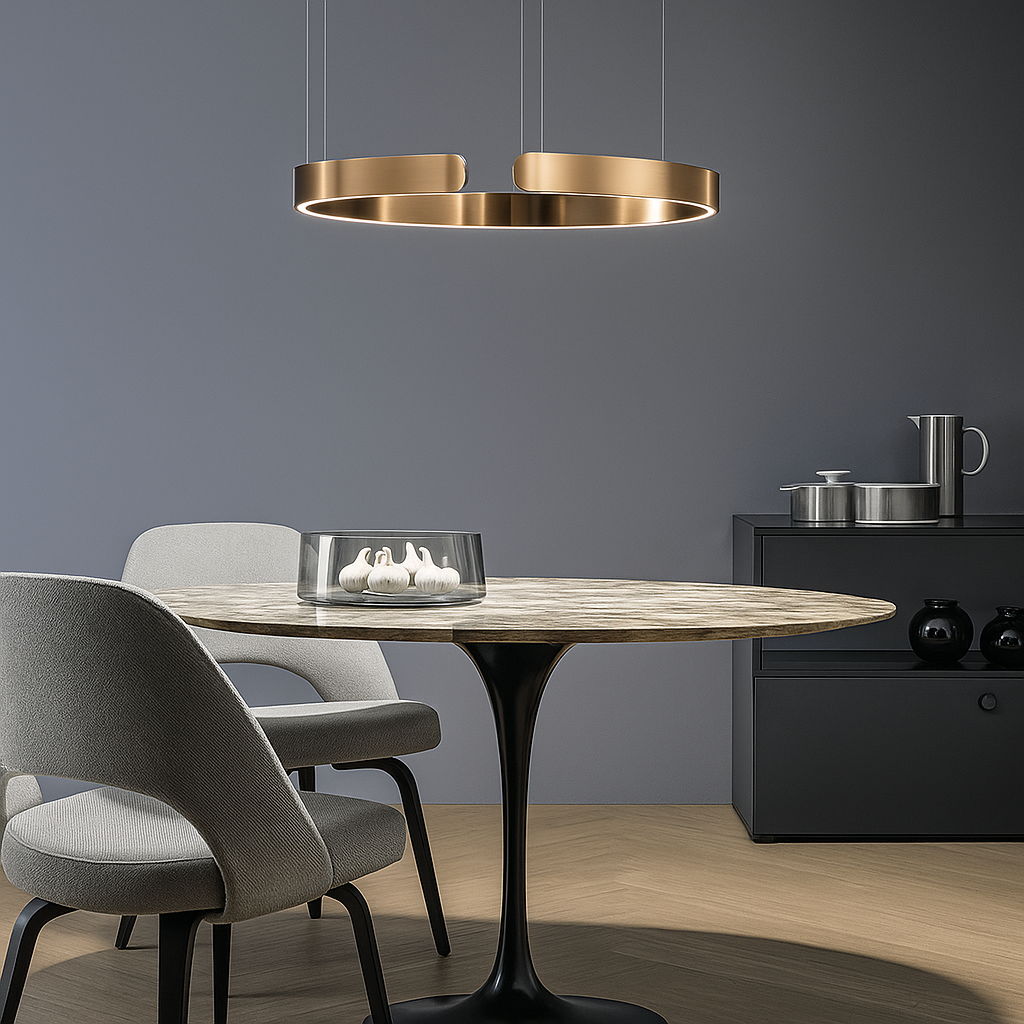 LuxeNova – Moderne LED Pendellamp Rond – Zwart/Wit/Goud/Rosegoud – Dimbare Hanglamp – Ø40 cm – Metaal