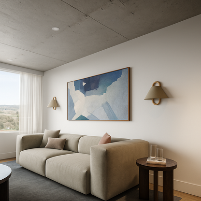 Aine – Wandlamp van Hout & Textiel – Minimalistisch Vintage Design – Warm Diffuus Licht – 34x30 cm