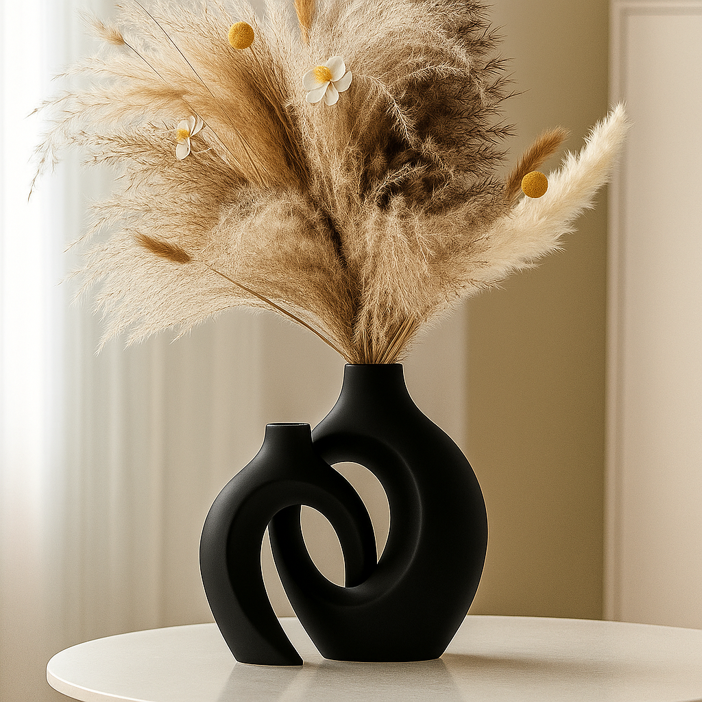 ScandiVase | Set van 2 Minimalistische Keramische Vazen in Wit of Zwart