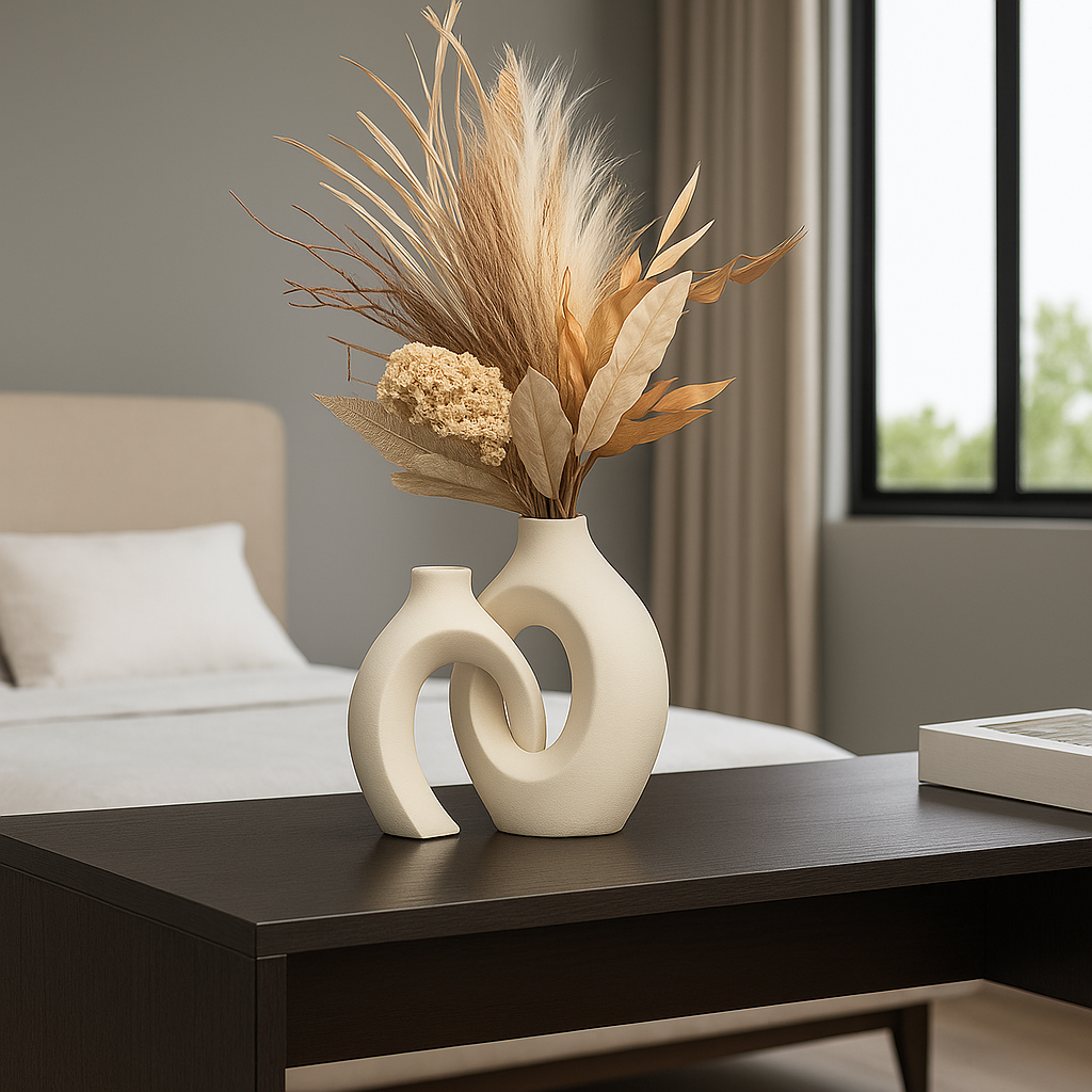 ScandiVase | Set van 2 Minimalistische Keramische Vazen in Wit of Zwart