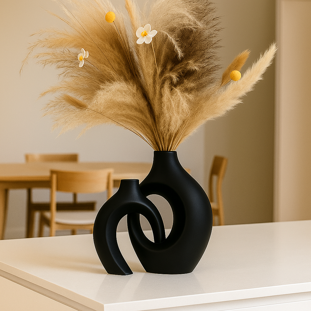 ScandiVase | Set van 2 Minimalistische Keramische Vazen in Wit of Zwart