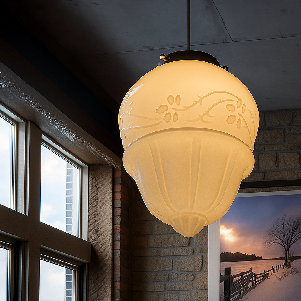 VintageGlow Hanglamp | Geometrisch Design in Mat Glas – E27 Fitting