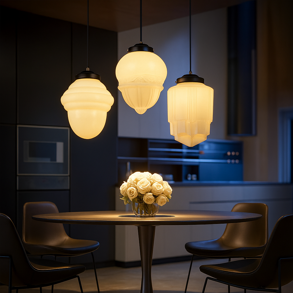 VintageGlow Hanglamp | Geometrisch Design in Mat Glas – E27 Fitting