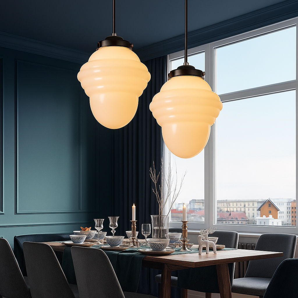 VintageGlow Hanglamp | Geometrisch Design in Mat Glas – E27 Fitting