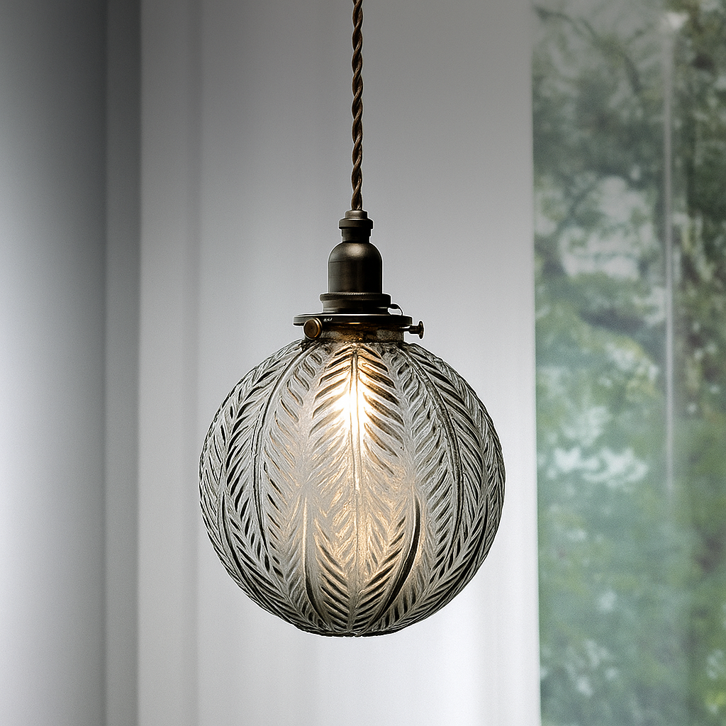 GlobalGlow Lampa wisząca | Kolonialny klosz w kształcie kuli – oprawka E27 – szkło