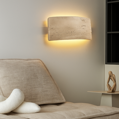 Velano – Kinkiet z kamienia trawertynowego i szkła – Do użytku wewnętrznego i zewnętrznego – Ø25 cm