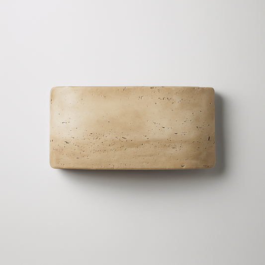 Velano – Wandlamp van Travertijnsteen & Glas – Voor Binnen & Buiten – Ø25 cm