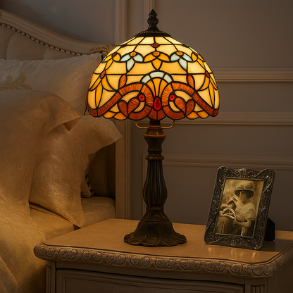 LichtBries - Tiffany-vormige lamp van gekleurd glas met loodlijnen