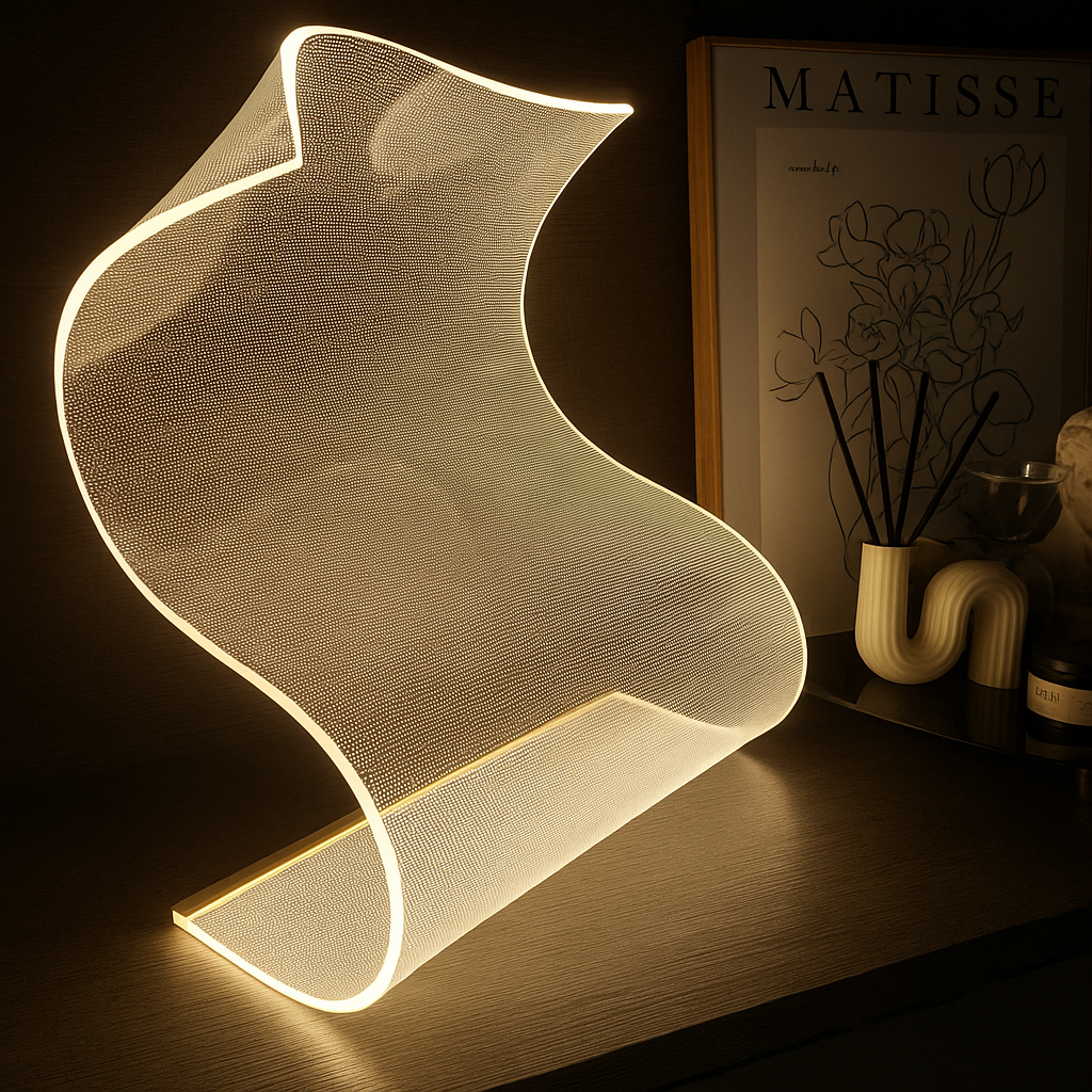 NovaFold | Abstracte Tafellamp van Acryl – Artistiek Design – LED – Uniek Lichtobject