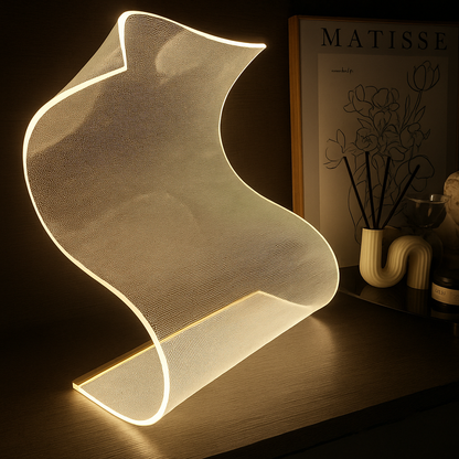 NovaFold | Abstracte Tafellamp van Acryl – Artistiek Design – LED – Uniek Lichtobject