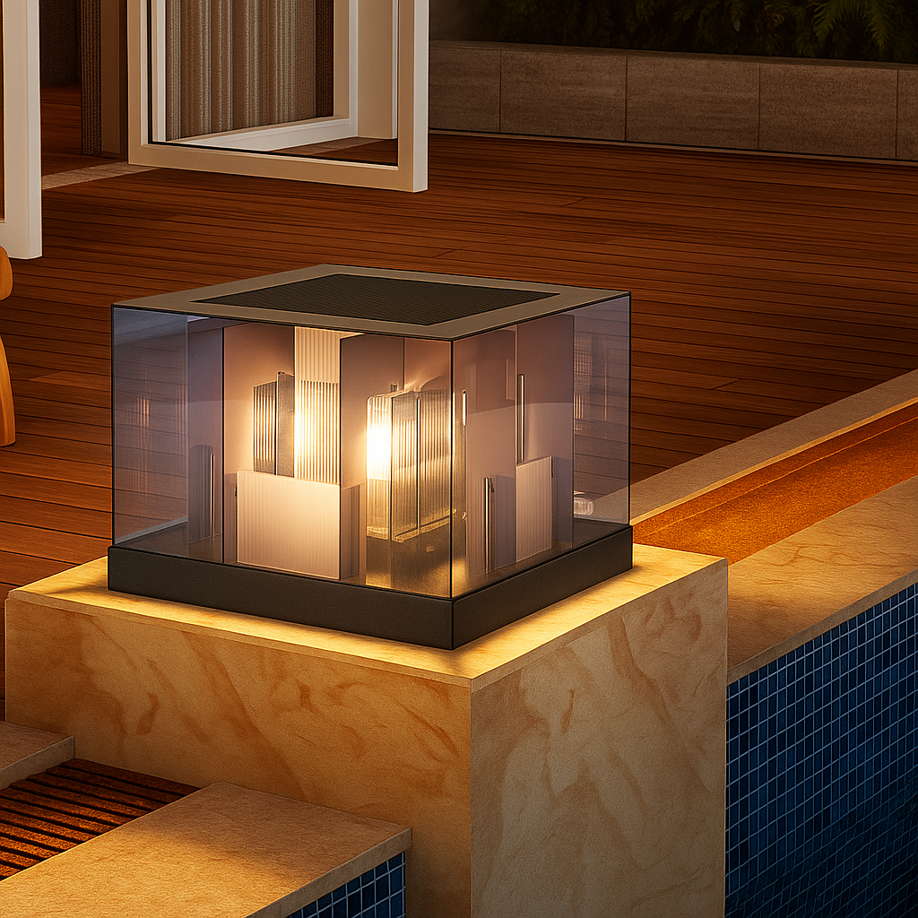 LumaBloc | Solar Buitenlamp op Sokkel – IP65 – Stijlvol & Weerbestendig – E27 LED