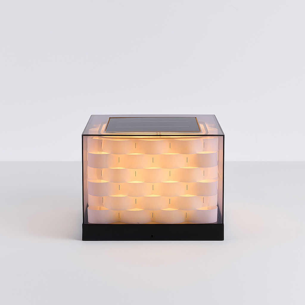 SolarWeave | Lampa zewnętrzna na energię słoneczną – Pleciony design – IP65 – E27 LED