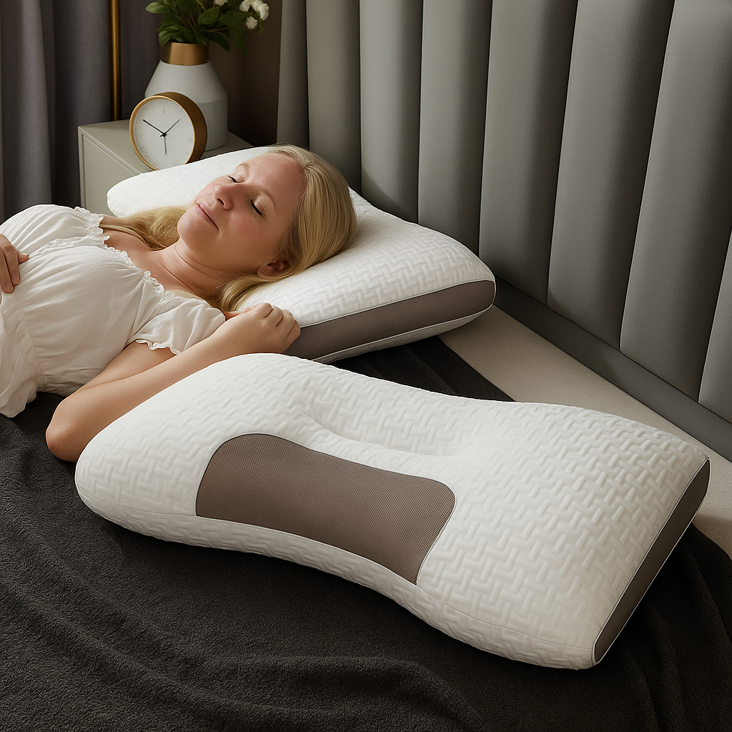 NeckAlign Pro | Orthopedisch & Ergonomisch Hoofdkussen – Met Massagewerking – Soja Vezel – Ademend & Drukverlagend