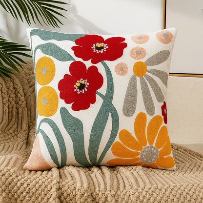 Fleuriva | Sierkussen met Bloemenprint – 45x45 cm – Zachte Vulling – Afneembare & Wasbare Kussenhoes
