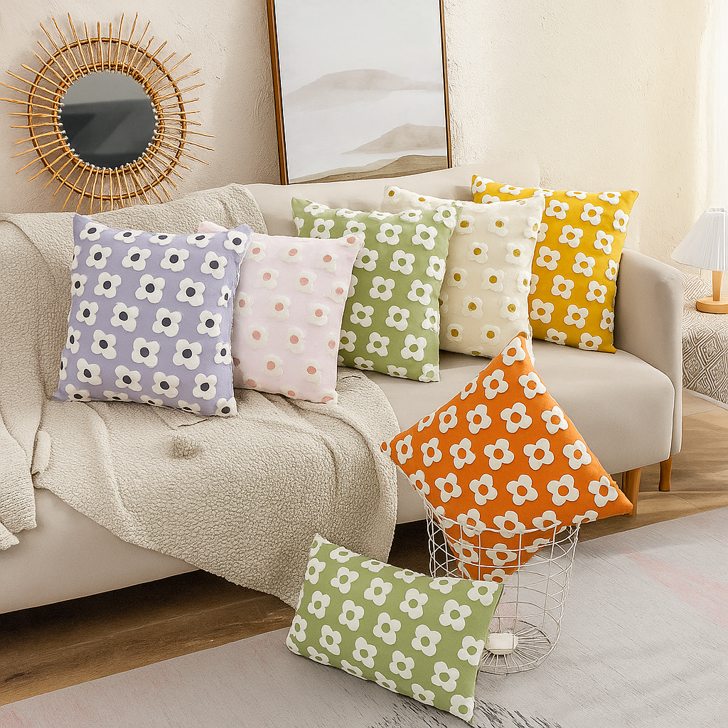 Mera | Bloemige Kussenhoes – 45x45 cm – Elegant & Wasbaar