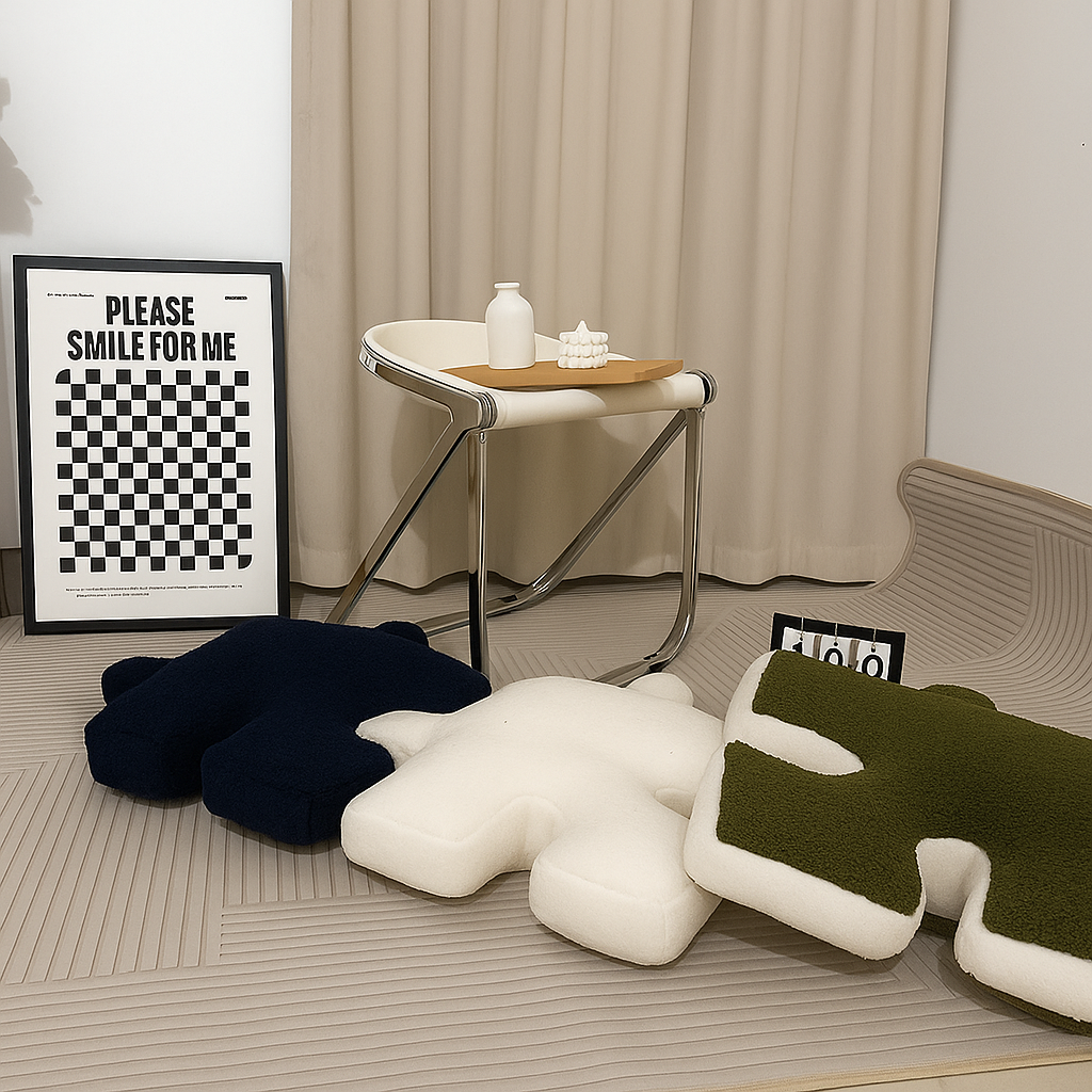 Enea | 3D Puzzelkussen – Zacht & Speels – 55x55 cm